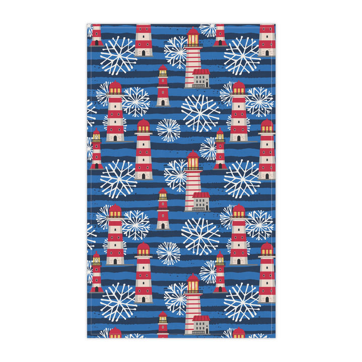 Cotton Twill Tea Towel / Winter Lighthouse