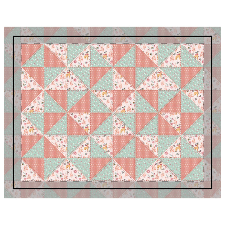 Quilted Sham / 3 sizes / Patchwork / Pinwheel / Woodland - Deer