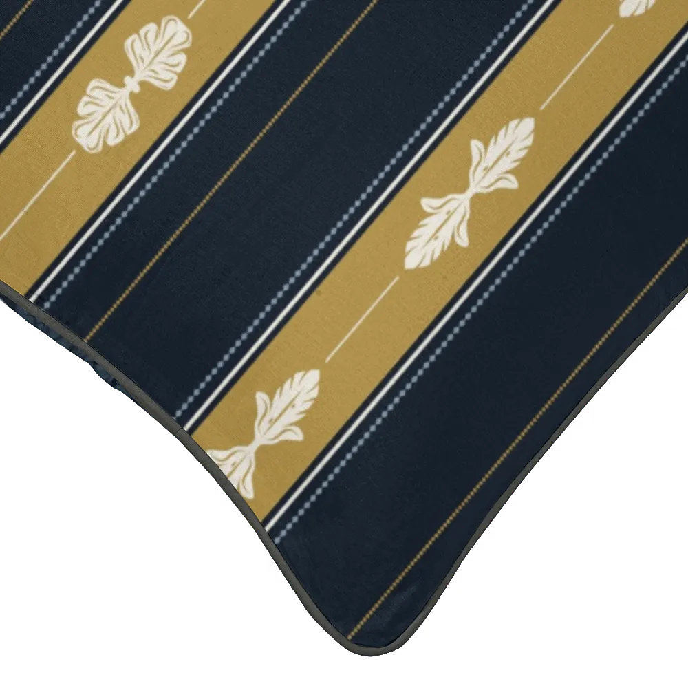 Heritage Bloom Pillow Trio - Acanthus Stripe (Old Brass &amp; Midnight Navy)