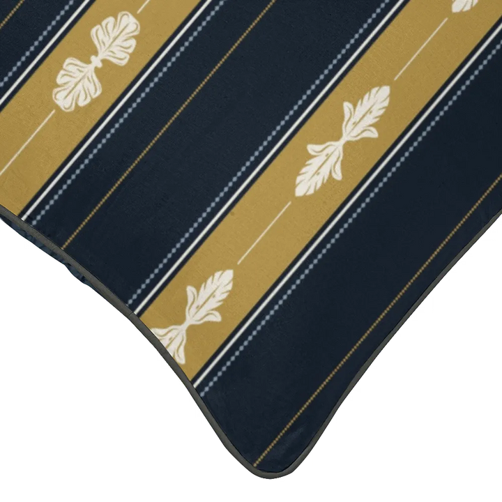 Heritage Bloom Pillow Trio - Acanthus Stripe (Old Brass &amp; Midnight Navy)