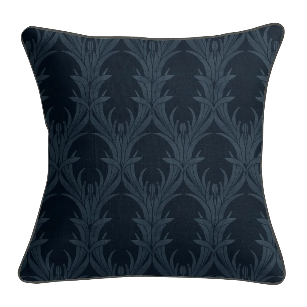 Heritage Bloom Pillow Trio - Acanthus Stripe (Old Brass &amp; Midnight Navy)