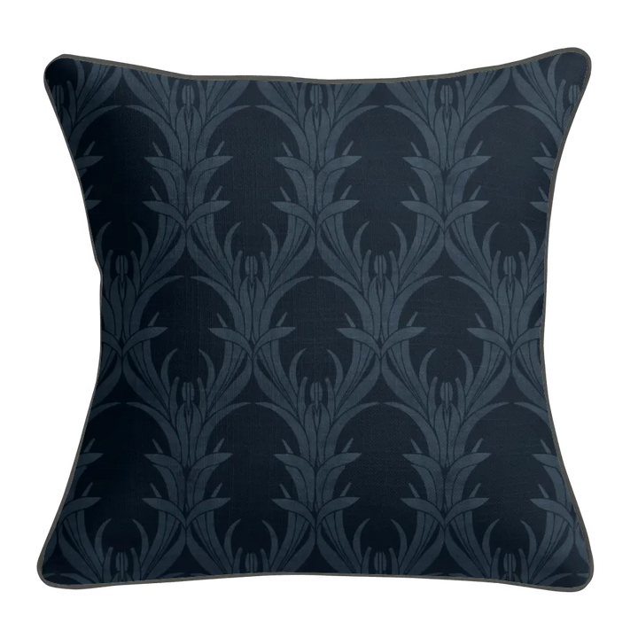 Heritage Bloom Pillow Trio - Acanthus Stripe (Old Brass &amp; Midnight Navy)