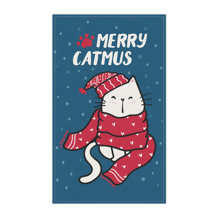 Cotton Twill Tea Towel / Merry Catmus Collection / Blue - 4 Design Choices