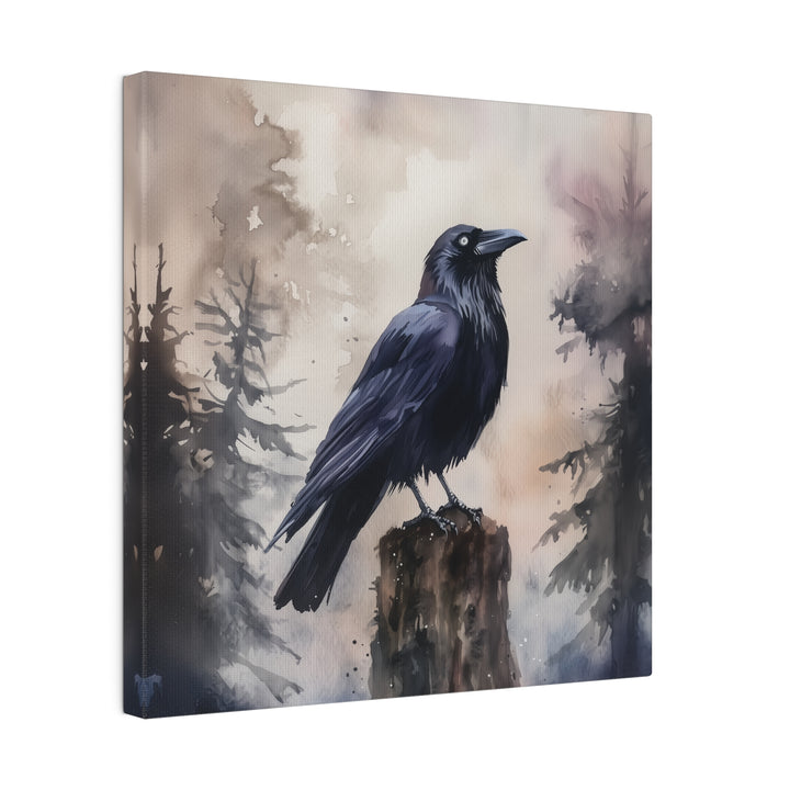 Square Matte Canvas / Halloween Art - Raven in the Forest