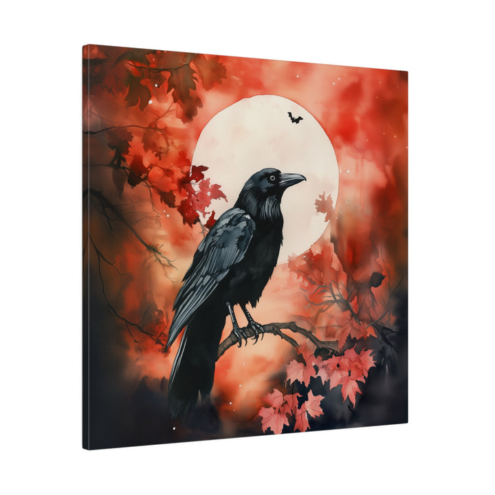 Square Matte Canvas / Halloween Art - Autumn Moon Raven