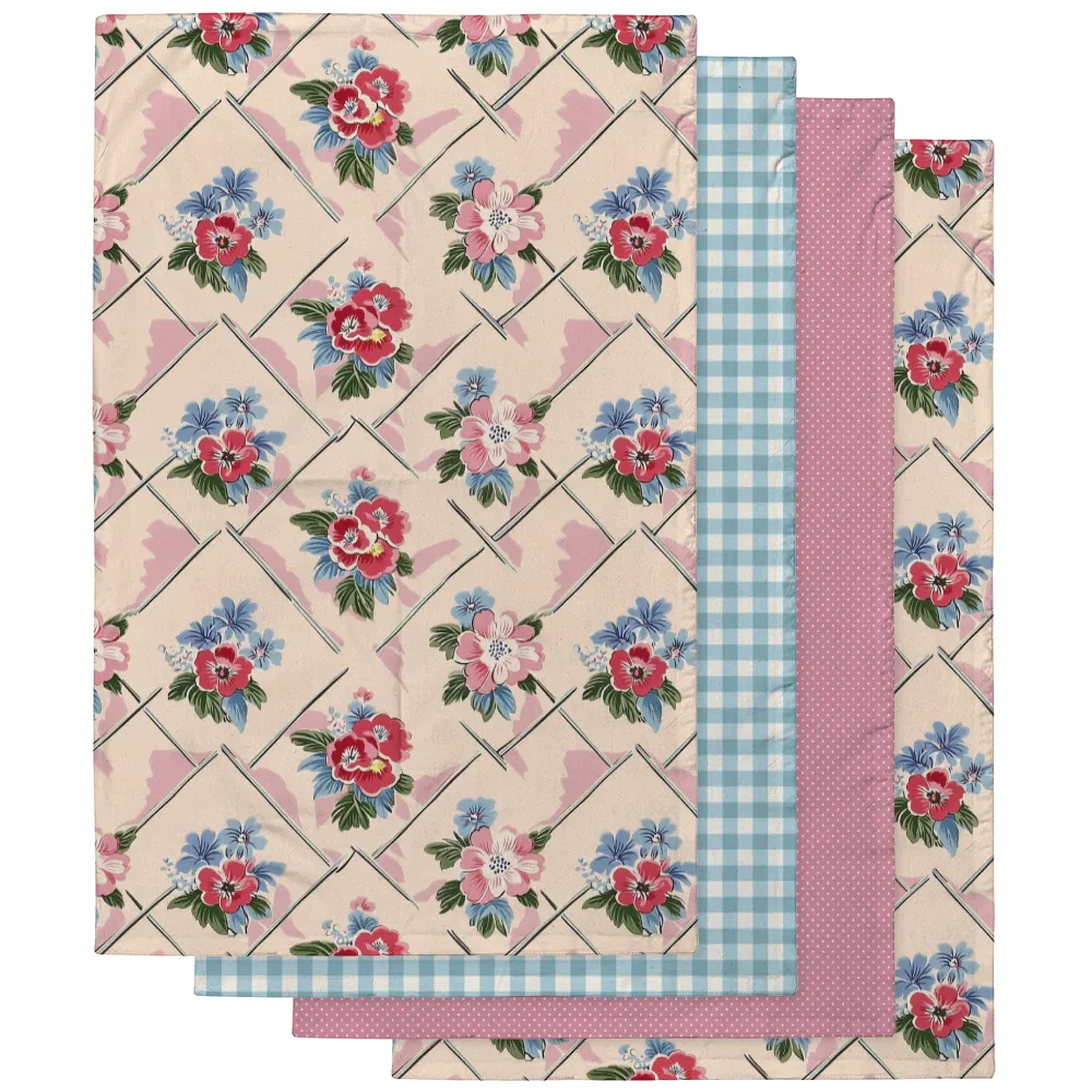 Winifred Tea Towel Set (4) | Vintage Cottage Collection