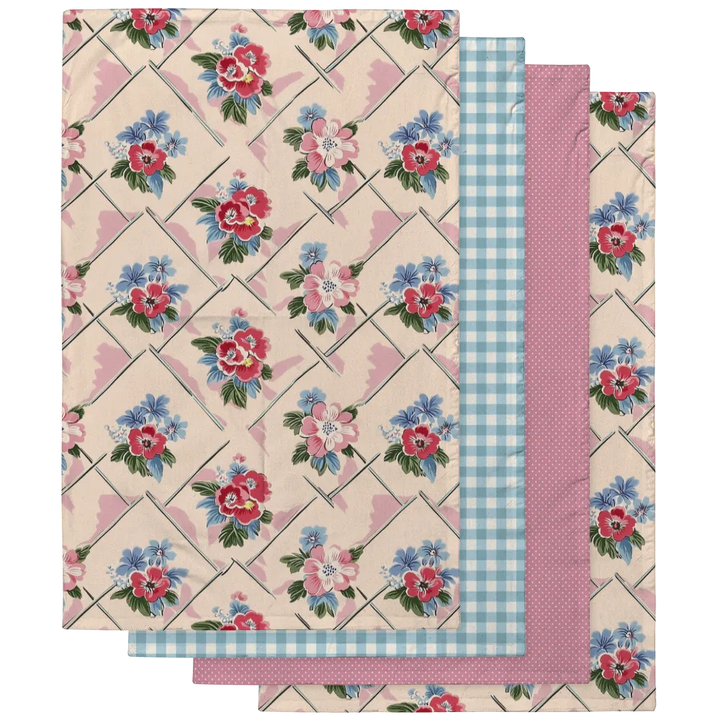 Winifred Tea Towel Set (4) | Vintage Cottage Collection