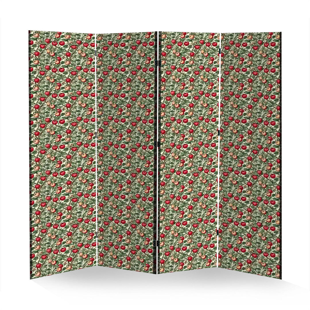 4 Panel Room Divider Folding Screen / Tree Fruits - William Morris Inspired Collection