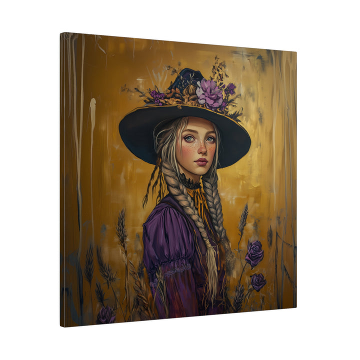 Square Matte Canvas / Autumn Fall Art / Woman - Savanah