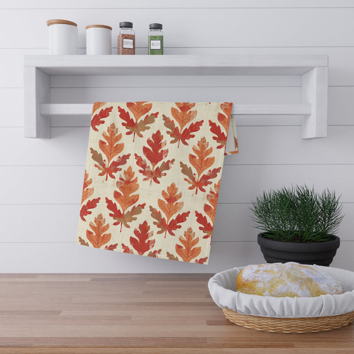 Cotton Twill Tea Towel / Textured Fall Leaves