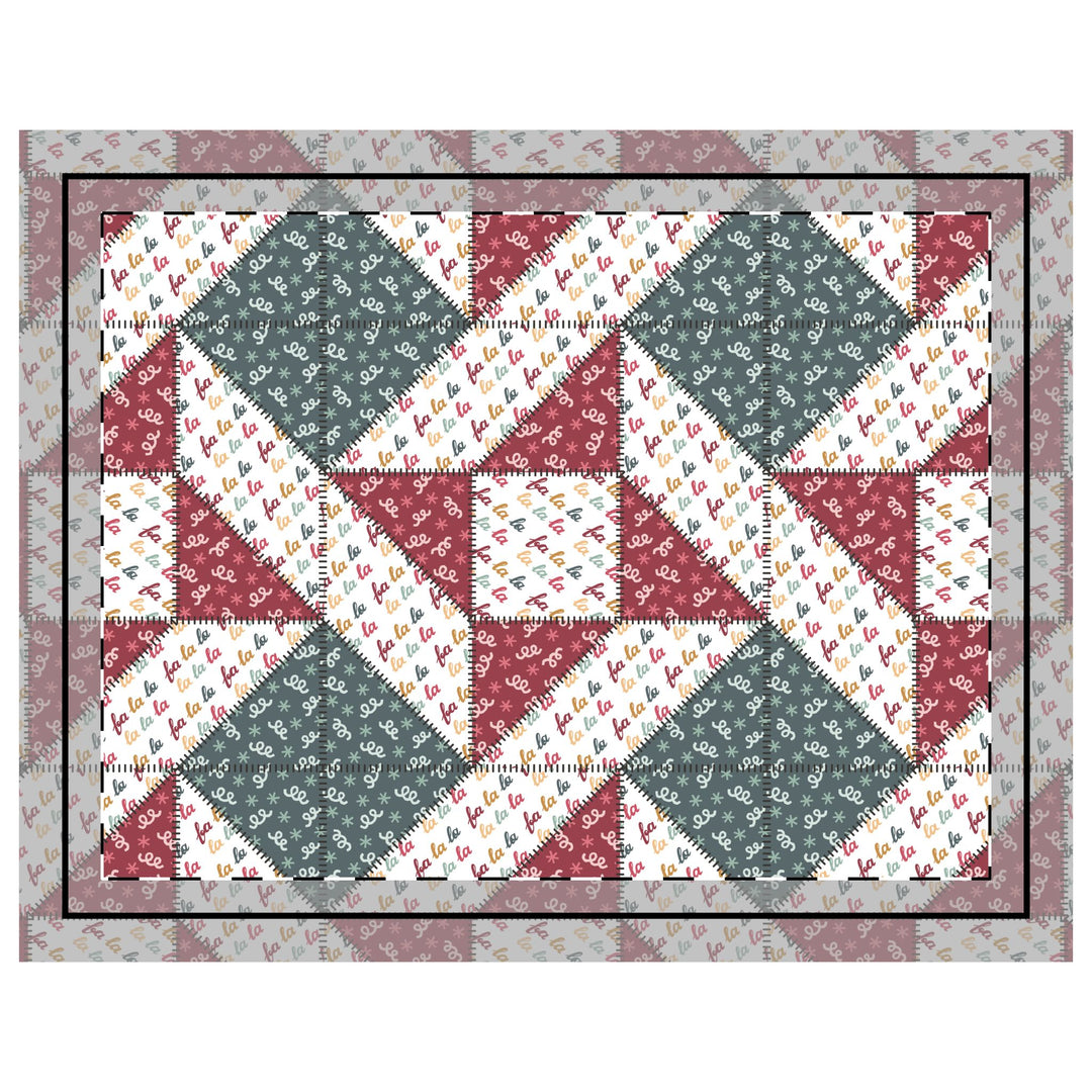 Quilted Sham / 3 sizes / Patchwork / Quad Star / Fa La La - Curlique