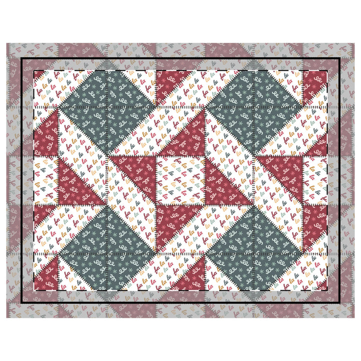 Quilted Sham / 3 sizes / Patchwork / Quad Star / Fa La La - Curlique