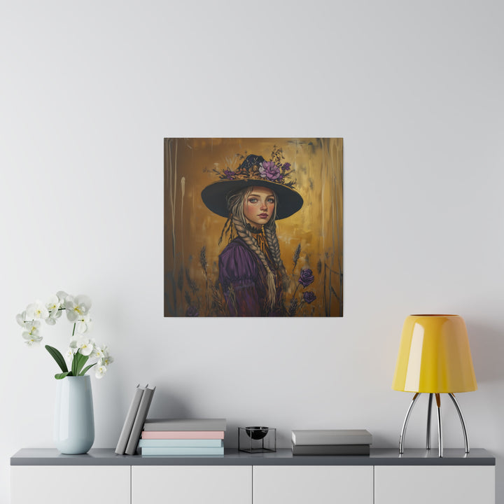 Square Matte Canvas / Autumn Fall Art / Woman - Savanah