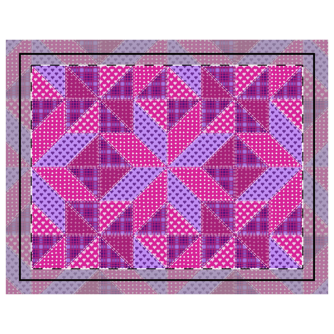 Quilted Sham / 3 sizes / Patchwork / Star / Sugarplum Hearts