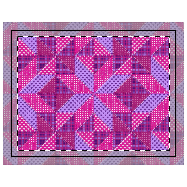 Quilted Sham / 3 sizes / Patchwork / Star / Sugarplum Hearts