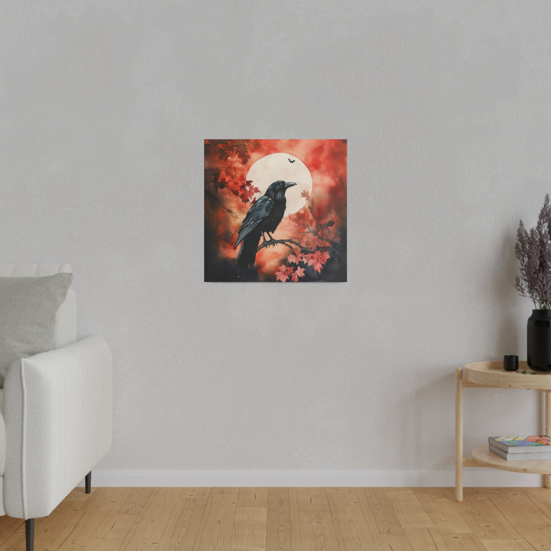 Square Matte Canvas / Halloween Art - Autumn Moon Raven