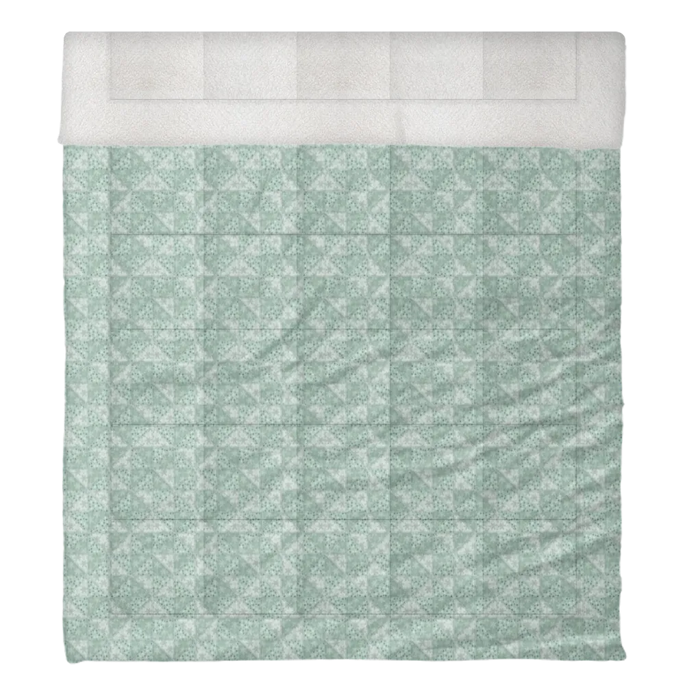 Luxury Flannel & Sherpa Comforter Set | Patchwork - Pinwheel - Snow - Mint