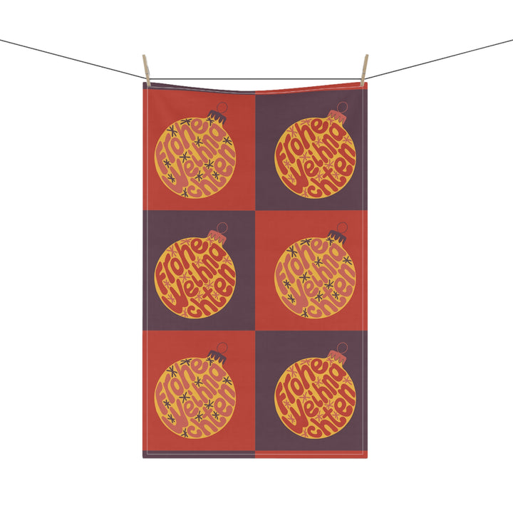 Cotton Twill Tea Towel / Groovy Baubles / Frohe Weihnachten / Merry Christmas (German, Deutsch)