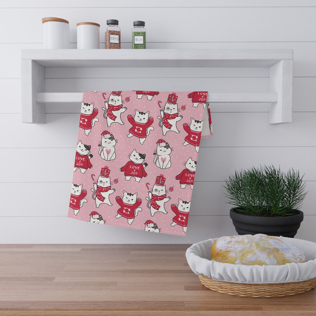 Cotton Twill Tea Towel / Merry Catmus Collection / Pattern