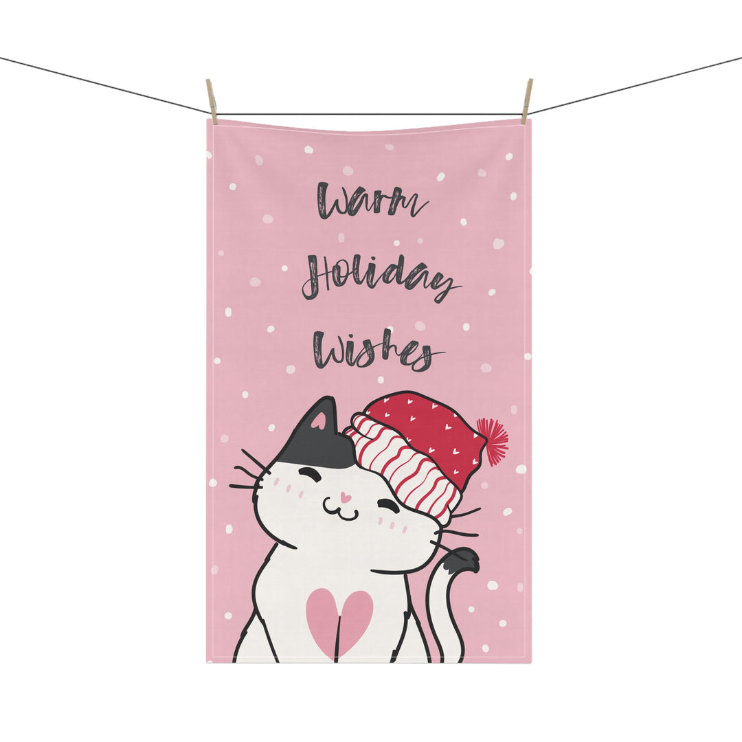 Cotton Twill Tea Towel / Merry Catmus Collection / Pink - 5 Design Choices