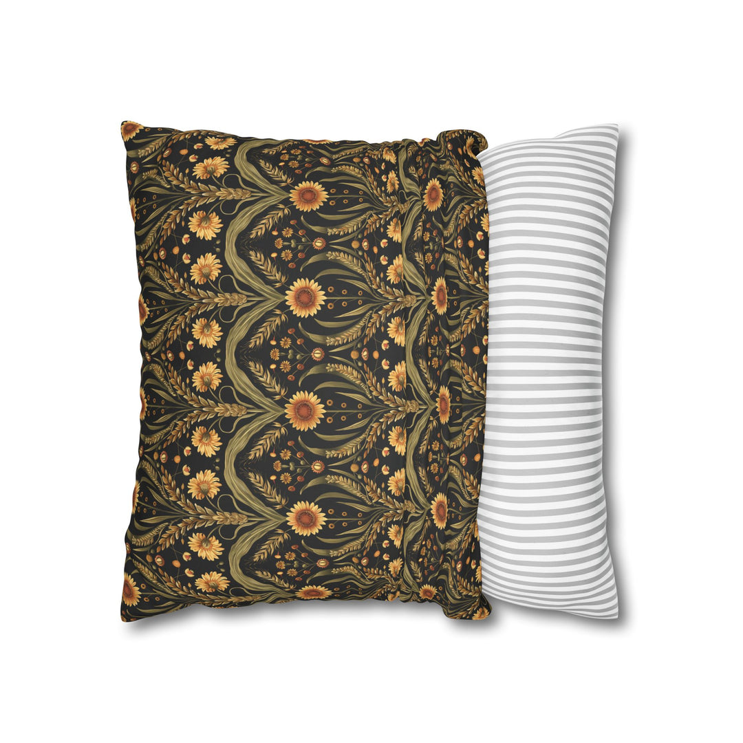 Microsuede Square Pillow Cover / William Morris Inspired Collection - Sunflower Stalks