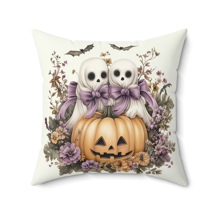 Microsuede Cushion / Halloween Art / Cottage Style Ghosts /