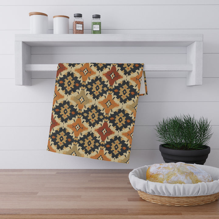 Cotton Twill Tea Towel / Fall Ikat - Ember Glow