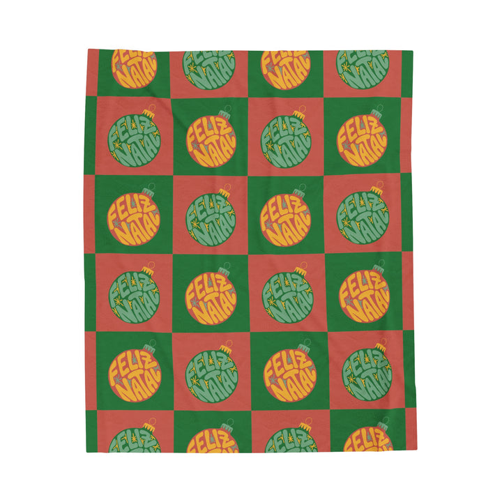 Velveteen Plush Blanket / Groovy Baubles / Feliz Natal / Merry Christmas - Portuguese (Português)