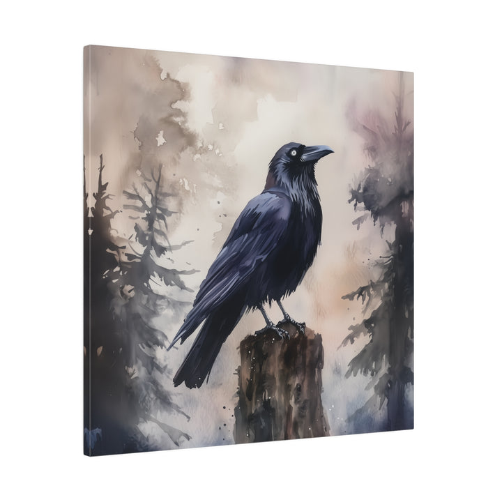 Square Matte Canvas / Halloween Art - Raven in the Forest