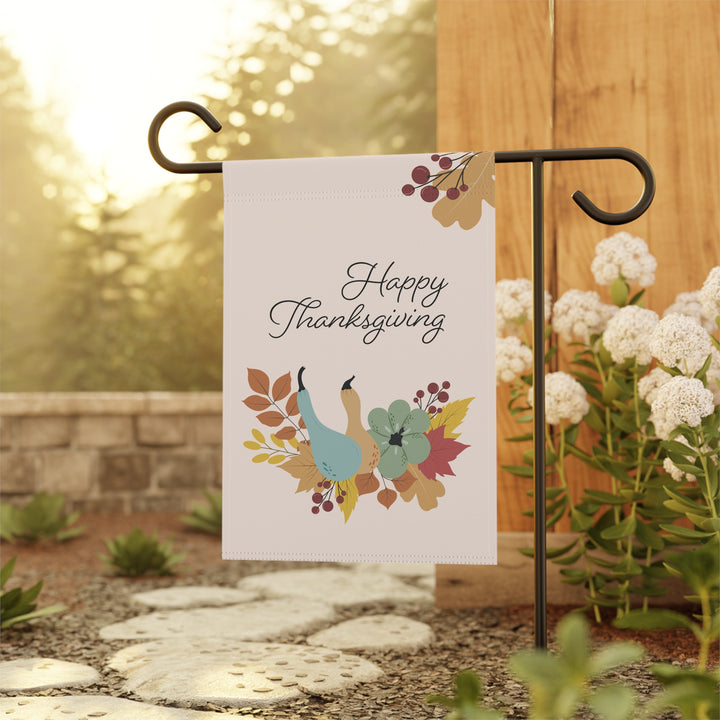 Double-sided Garden & House Banner / Fall Squash - Happy Thanksgiving