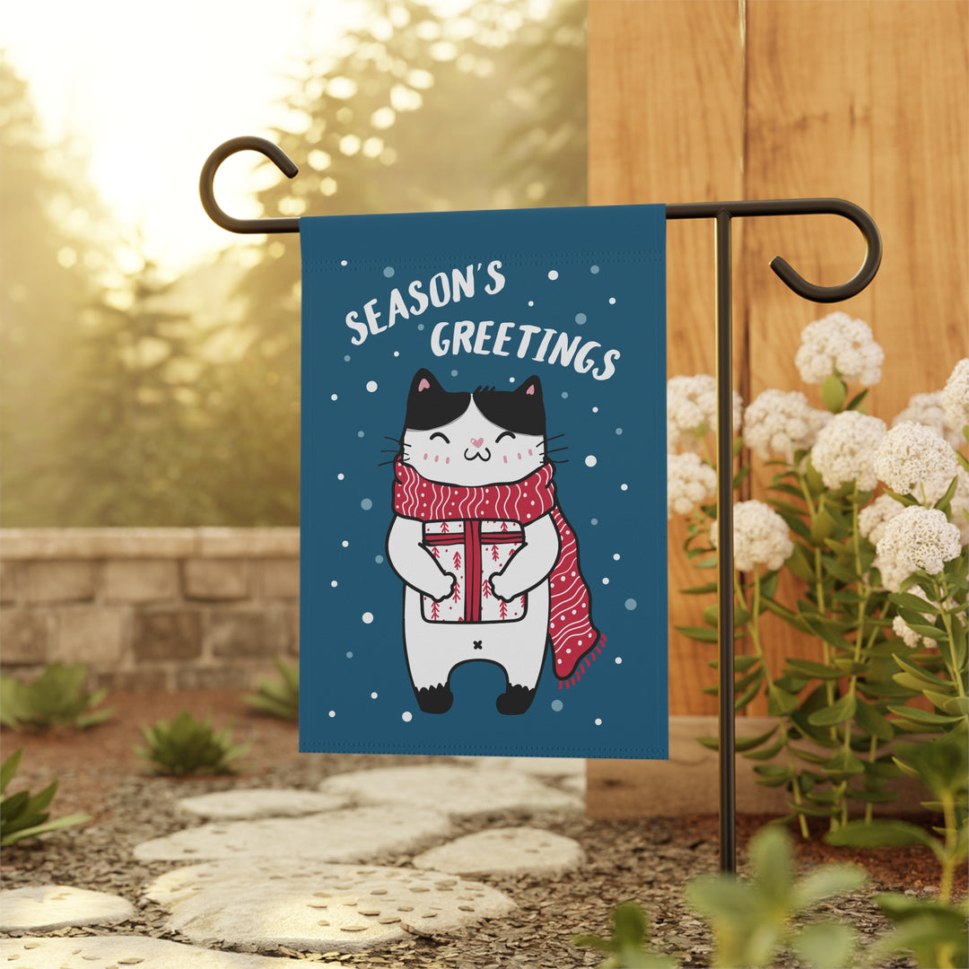 Double-sided Garden & House Banner / Merry Catmus - Blue / 4 Design Choices