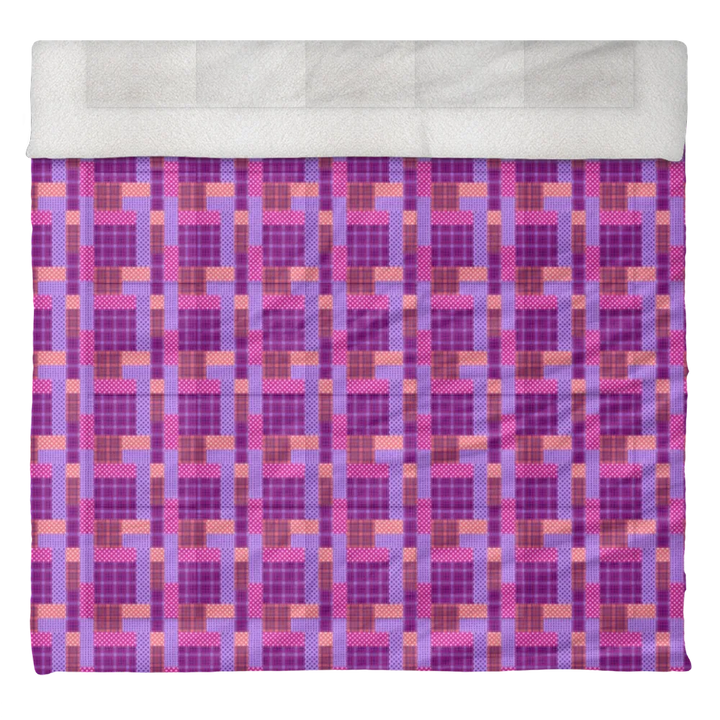 Luxury Flannel & Sherpa Comforter Set | Patchwork Squardular - Sugarplum