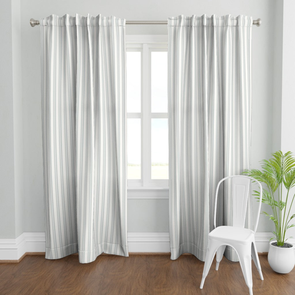 Cotton Curtain Panel | Ticking Stripe - Delft (SW - Naturally Refined Collection)