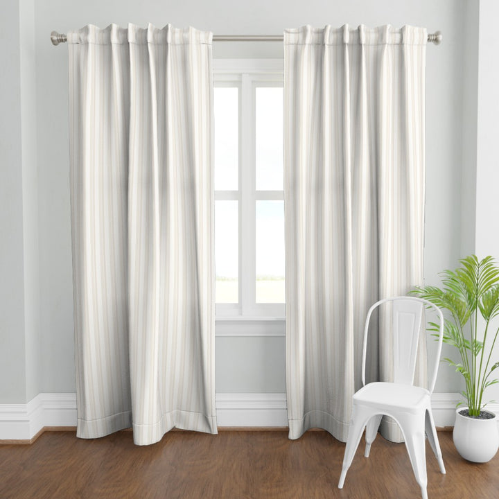 Cotton Curtain Panel | Ticking Stripe - Stucco (SW - Naturally Refined Collection)