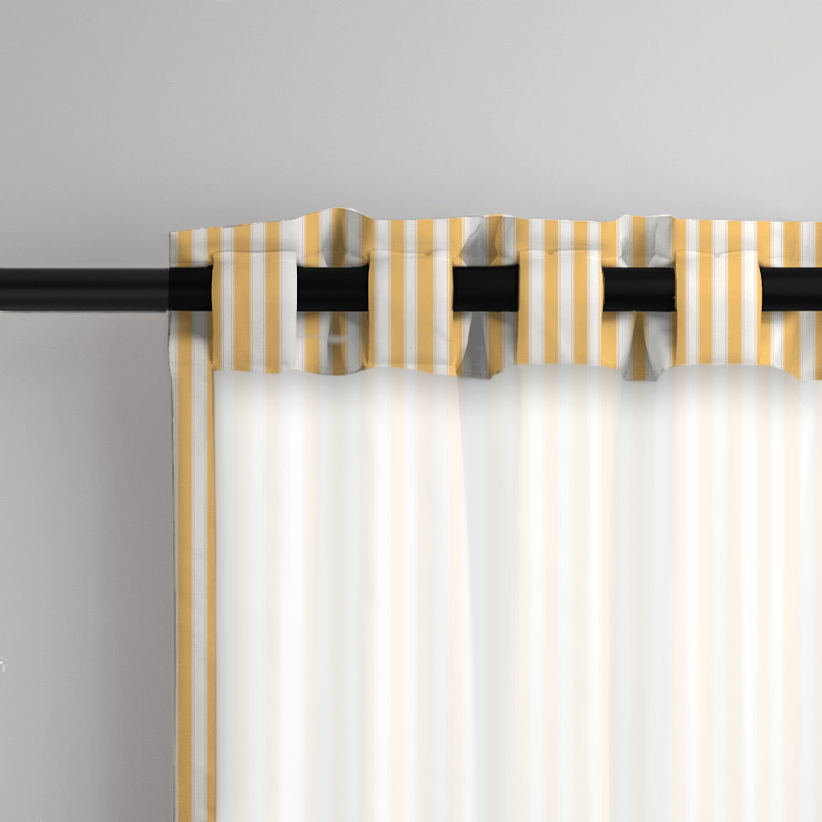 Window Curtain Set - Cotton Blend (2 Panels) | French Stripe - Yellow