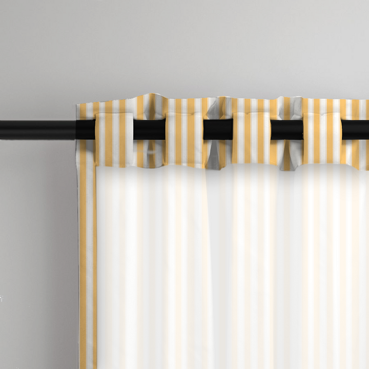 Window Curtain Set - Cotton Blend (2 Panels) | French Stripe - Yellow