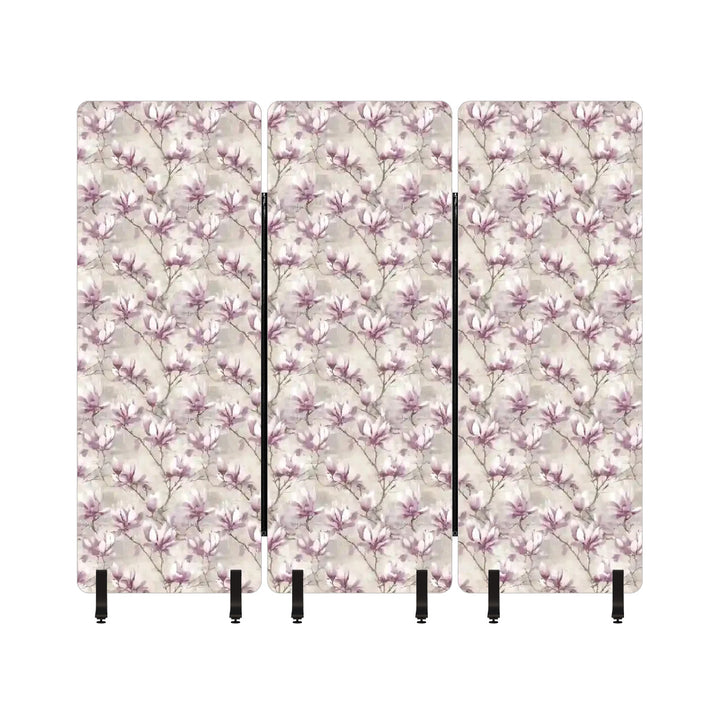 3 Panel Sound-Absorbing Room Divider / Magnolias - Lavender Orchid