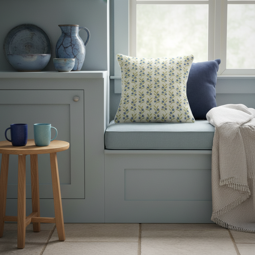 Sunlit Garden™ Piped Edge Throw Pillow – Blueberries