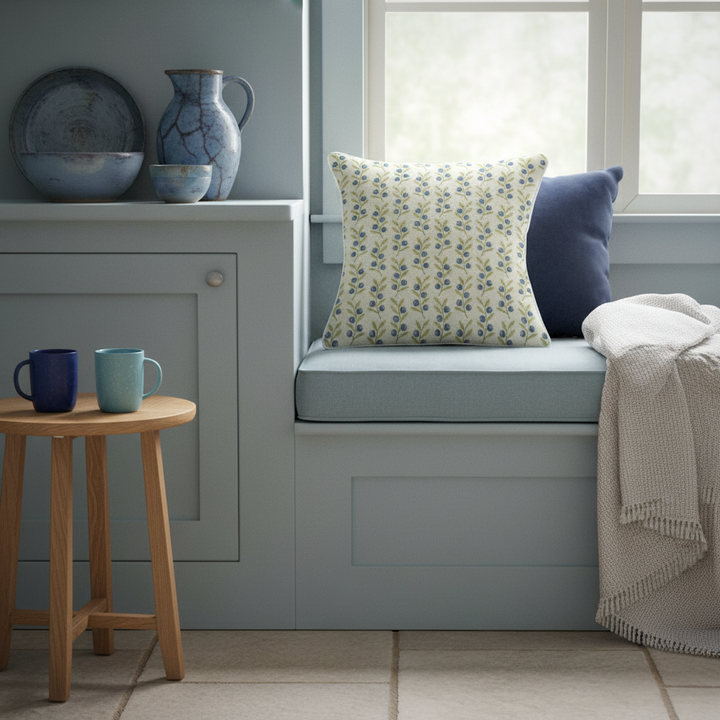 Sunlit Garden™ Piped Edge Throw Pillow – Blueberries