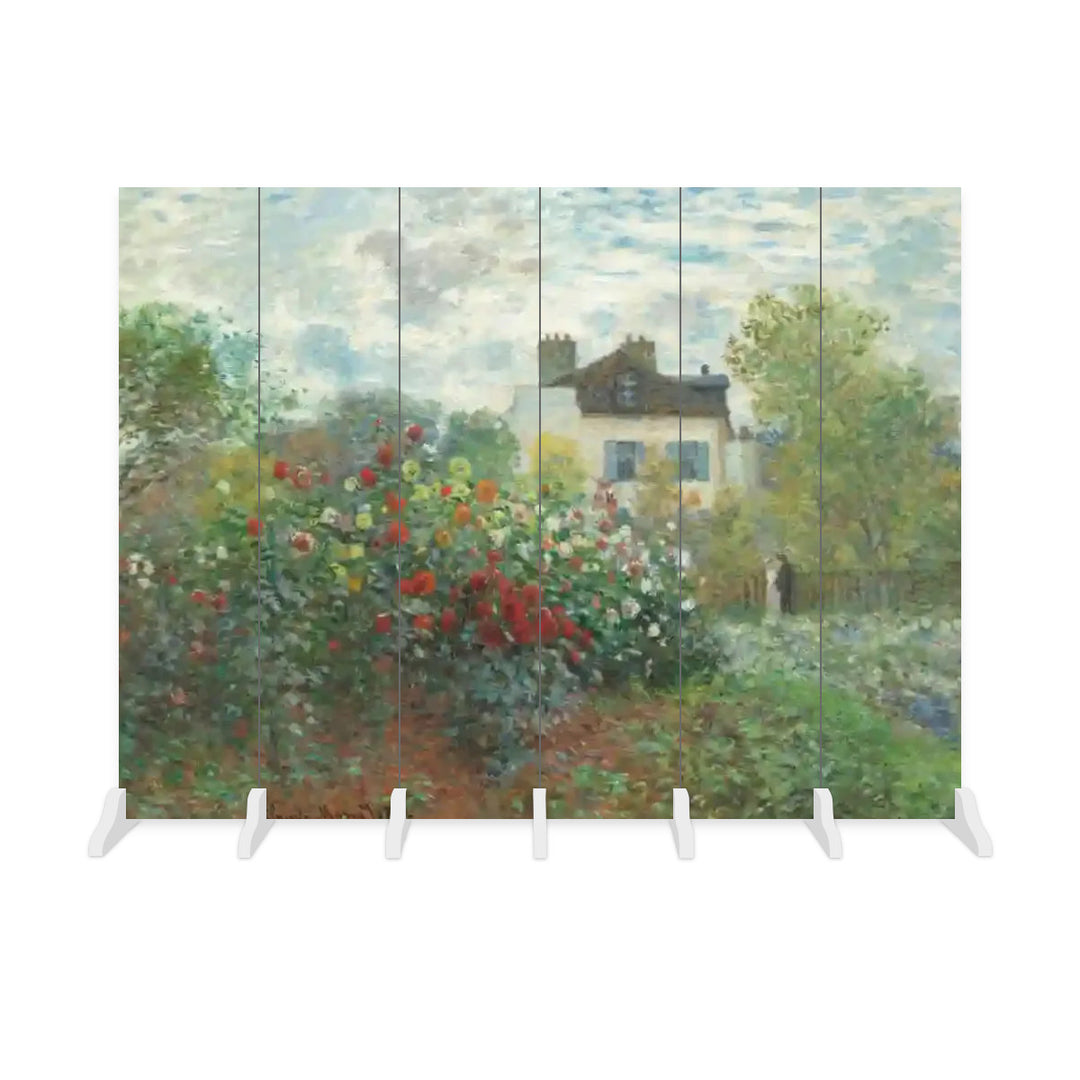 6 Panel Room Divider Folding Screen - Fine Art / Monet / The Artist's Garden in Argenteuil, A Corner of the Garden with Dahlias (1873)