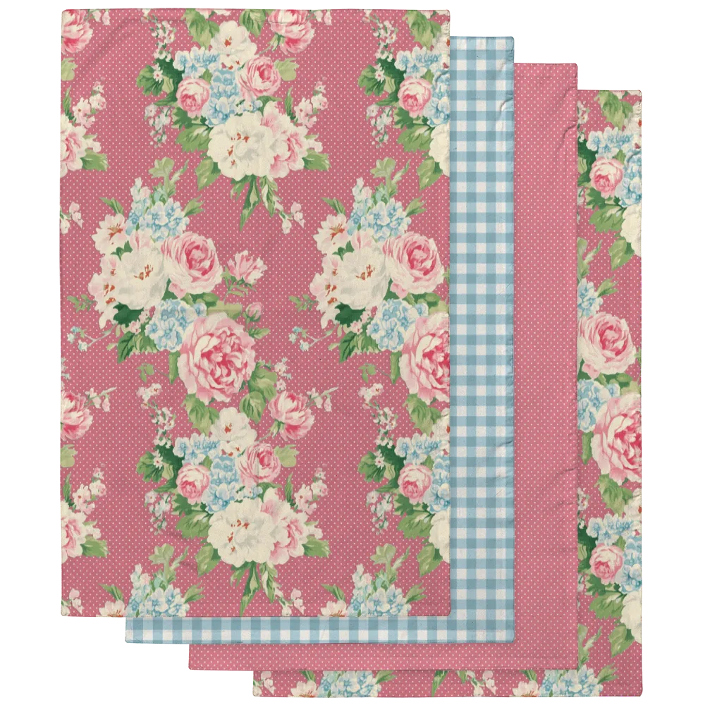 Emma – Peony Tea Towel Set (4) | Vintage Cottage Collection