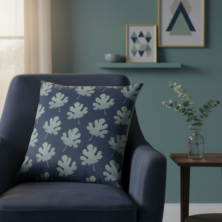 Verdant Fig™ Dutch Velvet Decorative Pillow - Stamped Fig (Ink &amp; Mineral)