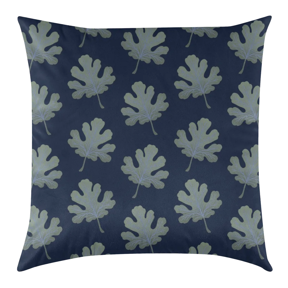 Verdant Fig™ Dutch Velvet Decorative Pillow - Stamped Fig (Ink &amp; Mineral)
