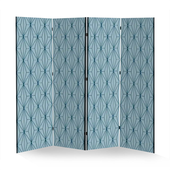 4 Panel Room Divider Folding Screen / Retro Diamonds