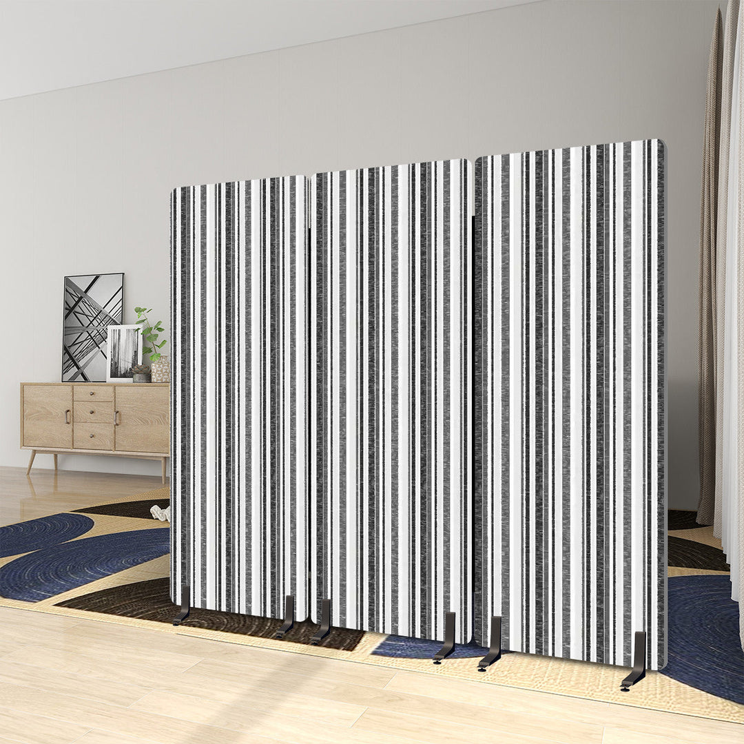 3 Panel Sound-Absorbing Room Divider / Sketchy Stripes