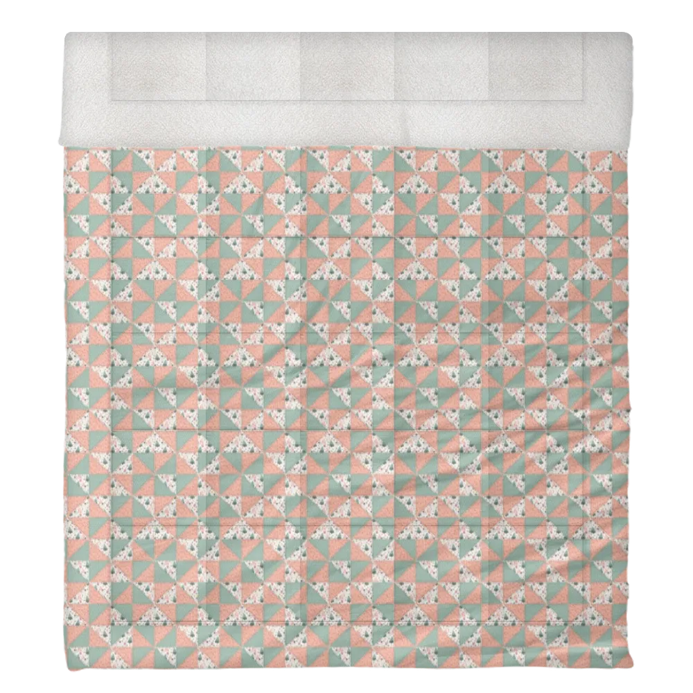 Luxury Flannel & Sherpa Comforter Set | Patchwork Pinwheel - Woodland Snowman