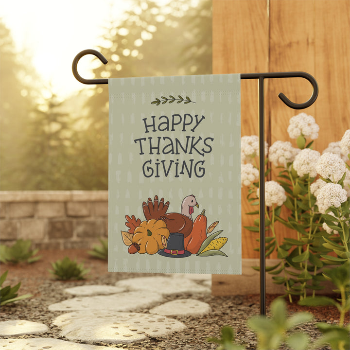 Double-sided Garden & House Banner / Fall Harvest Turkey - Happy Thanksgiving