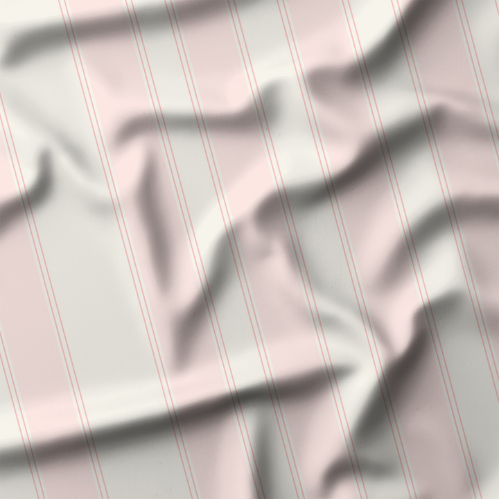 Window Curtain Set - Cotton Blend (2 Panels) | French Stripe - Ballet Pink  (Vintage Cottage Collection)