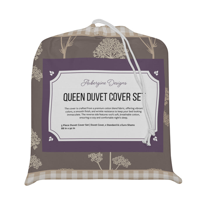 5 Piece Cotton Duvet Cover Set - Queen | Stem (SW - Naturally Refined Collection)