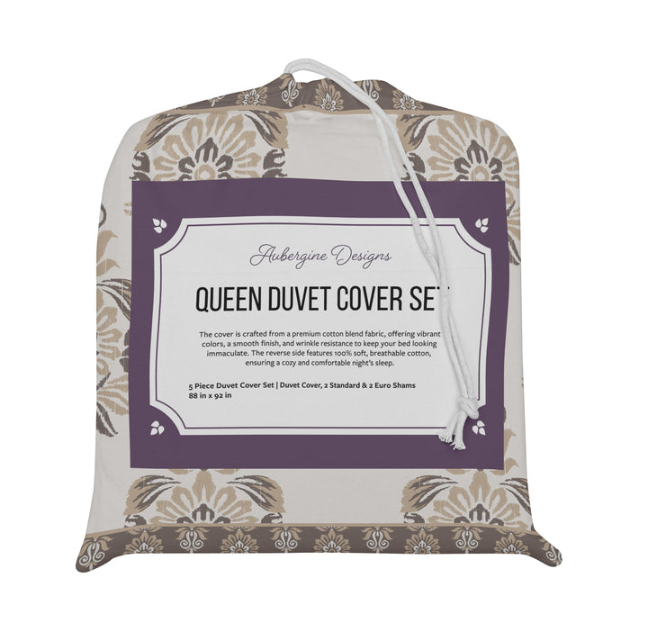 5 Piece Cotton Duvet Cover Set - Queen | Jaira (SW Naturally Refined Collection)